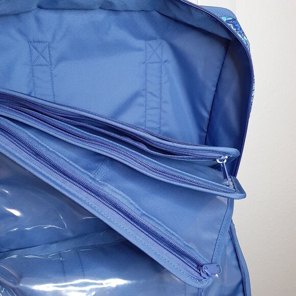 Hobby Gift Craft Bag Blue Floral Zippered With Inserts For Craft Projects & Tool - Picture 10 of 11